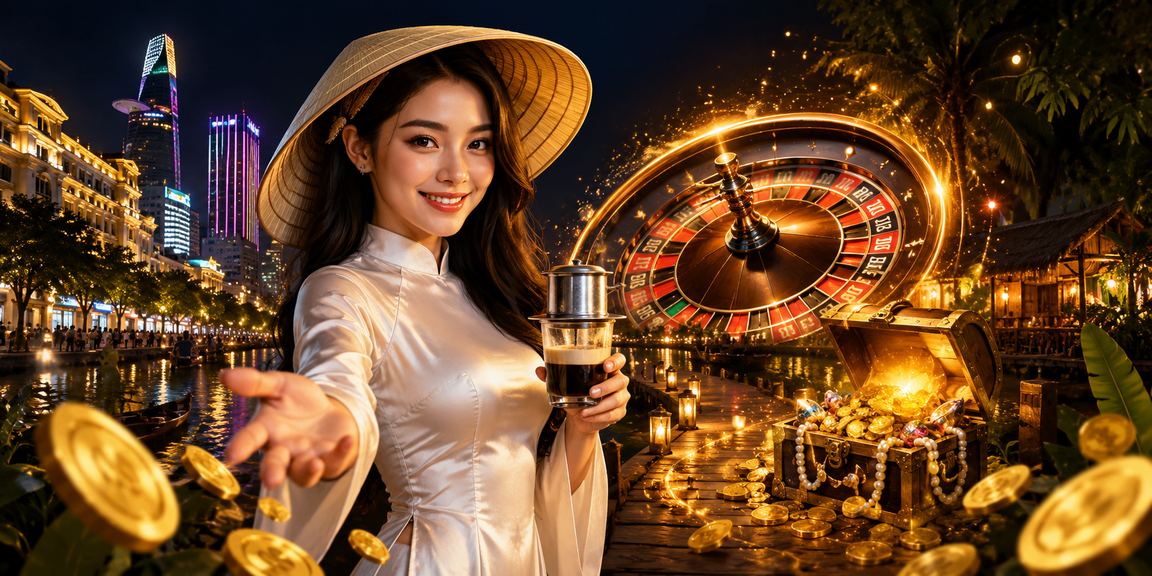 Không gian cà phê tại TP.HCM với người dùng đang thử nghiệm game Roulette trực tuyến trên laptop